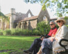 People sitting on a bench in Temple Church